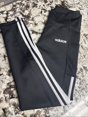 adidas Black Leggings with White Stripes
